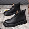 Fashion Autumn Winter Retro Platform Leather Snow Boots for Men Designer Soft-soled Men's Cotton Shoes Fashion Non-slip Ankle Boots Male