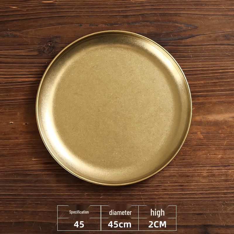 ZISIZ 45cm Retro Gold Stainless Steel Compartmented Serving Plate