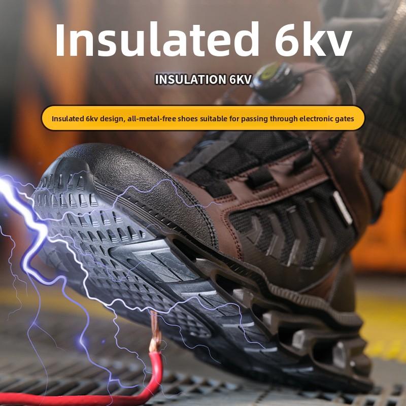 Zimní pracovní boty pánské plastová špička tenisky staveniště lehké protiskluzové bezpečnostní boty s otočným knoflíkem bezpečnostní boty