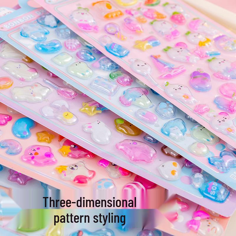 3D Luminous Gem Stickers - Cute DIY Waterproof Embossed Design for Kids' Phones