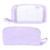 Pen Bag Large Capacity Students Handheld Portable 3 Compartments Travel Storage Organizer Purple