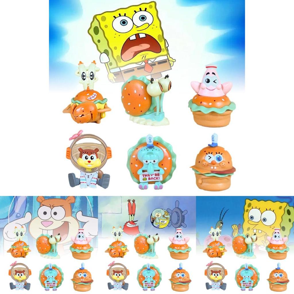 Adorável Conjunto de Figuras de PVC de Armadilha de Caranguejo do Bob Esponja Calça Quadrada Para Decorações de Festa de Aniversário