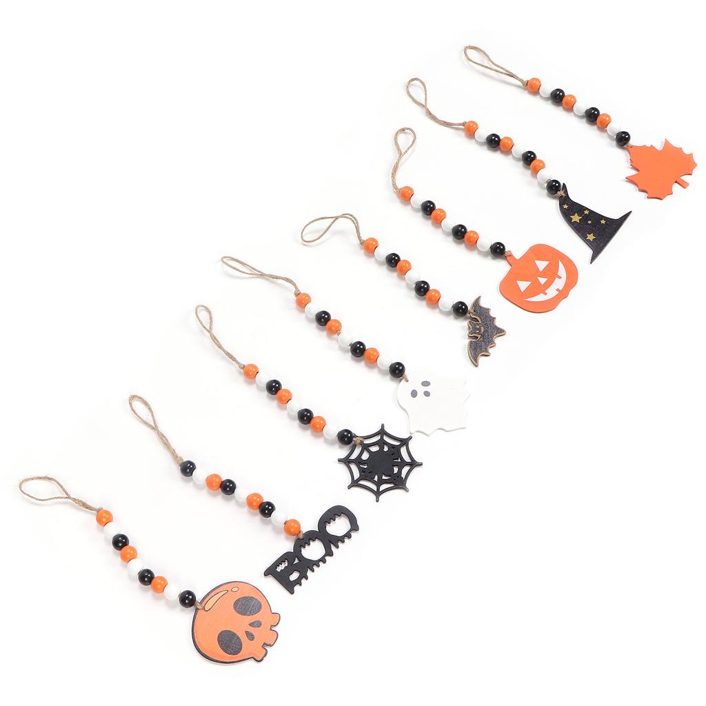8 Pieces Halloween Farmhouse Bead Garland Wooden Pumpkin Wall Hanging Garland Ornaments for Hallowee