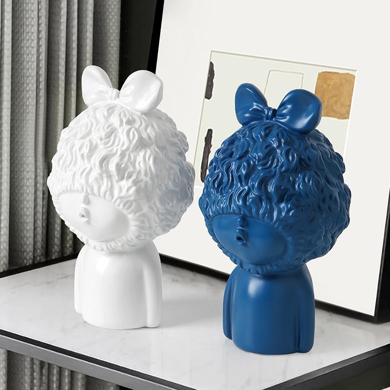 Nordic Light Luxury Art Creative Girl Ornaments Modern Living Room TV Cabinet Entrance Wine Cabinet Bookshelf Home Decorations