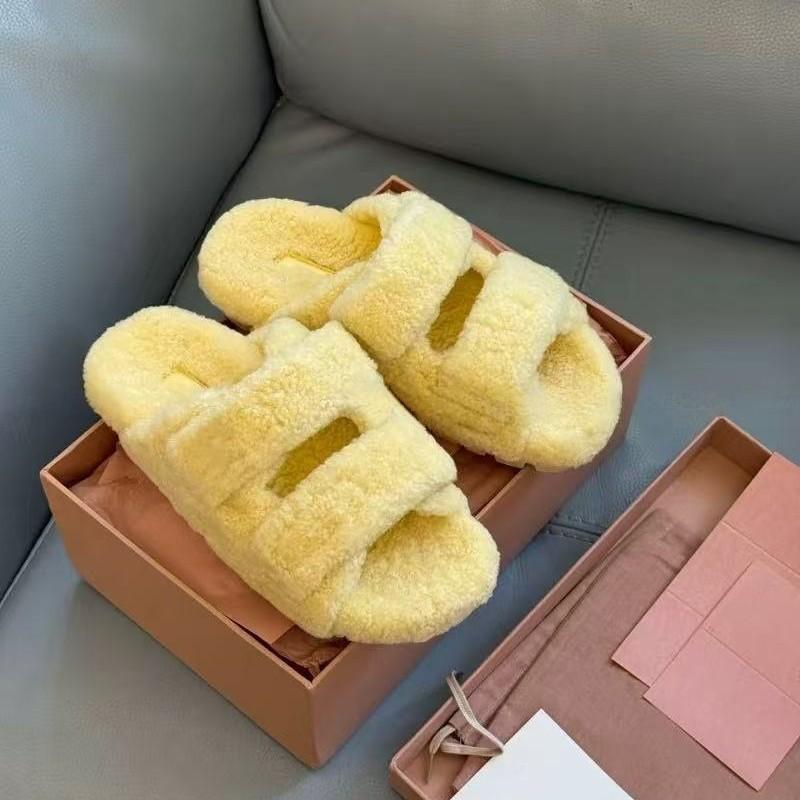 Thick-bottomed Velcro one-word fluffy slippers women's 2025 new comfortable and light lazy one-pedal home cotton mop