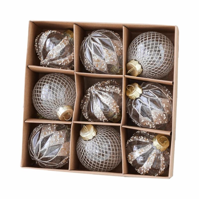 9 Stück/Set Weihnachts-Hängekugel Christbaumkugel für Weihnachtsbaumdekoration Feiertags-Hochzeits-Party-Dekor 2024 Neujahrsgeschenk