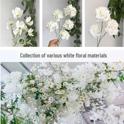 White Wedding Chapel Ceiling Silk Floral Decoration & Aisle Runner