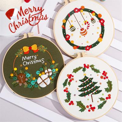 Dárky Nástěnná dekorace DIY řemesla Ručně vyráběný Santa Claus Los Veselé Vánoce Vyšívací startovací sada Vyšívání křížkovým stehem