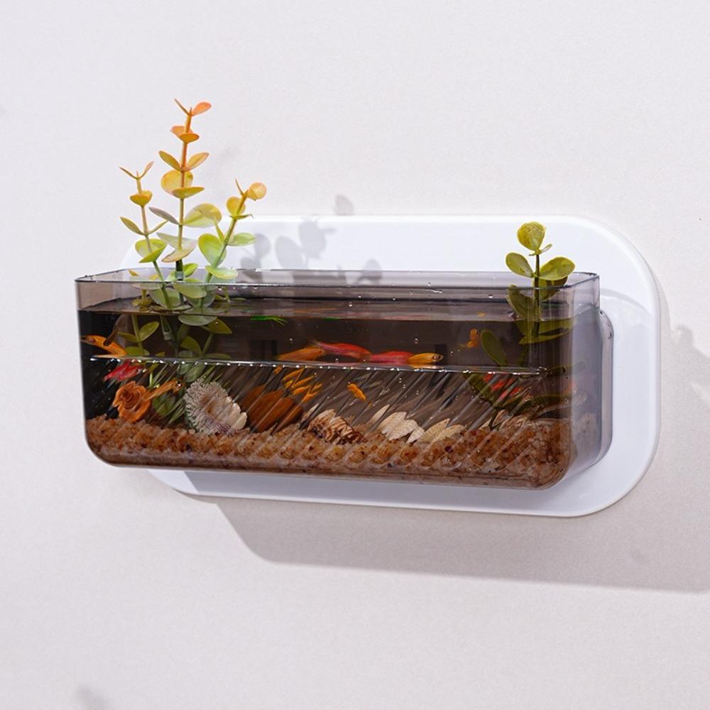 Punch Free Wall-mounted Plastic Vase Clear Hydroponic Flower Pot Wall Hanging Fish Tank  Home