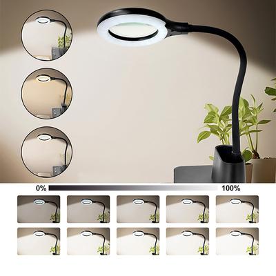 Rechargeable 5 Times Zoom Magnifying Glass With Adjustable Brightness&Three Light Color For Precise Tasks Detailed Work