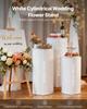 VEVOR Wedding Flower Stand, 3PCS 60/75/90cm Round Cylinder Plinth, White Pedestal Stand with PVC Lid, Cylindrical Pedestal Stands for Wedding, Party