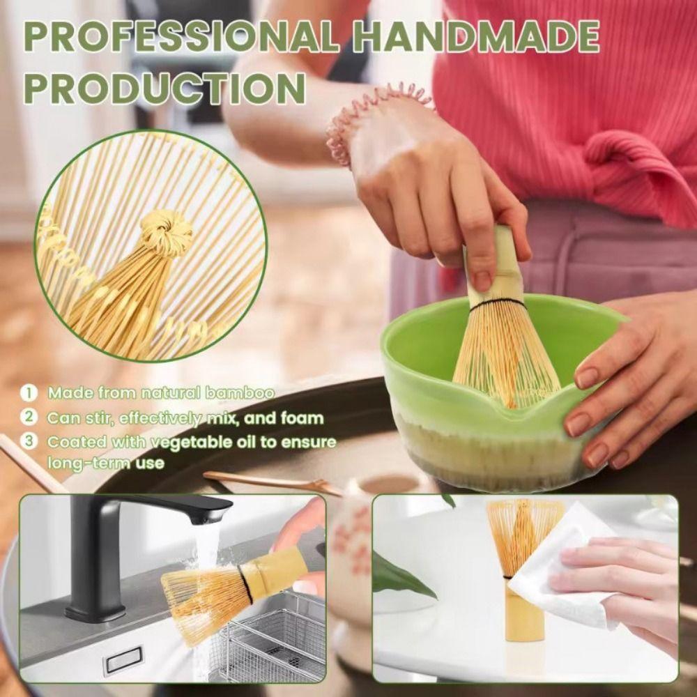 5Pcs/Set Reusable Chasen Matcha Whisk Set Pouring Spout Ceramic Matcha Bowl  Tea-Making Tools