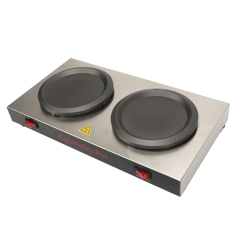 Aquecedor de Café Duplo Aquecedor de Cafeteira Comercial Dupla Chapa Quente Aço Inoxidável Portátil