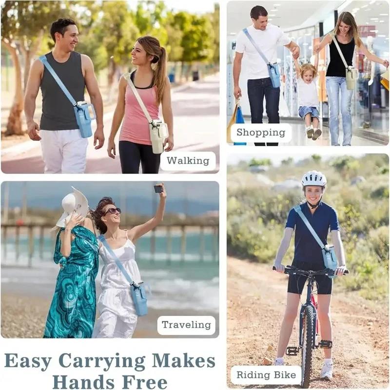 1PC Water Bottle Carrier Bag for Large Capacity Tumbler Cup with Handle Water Bottle Cup Sleeve with Adjustable Shoulder Strap Cup Holders 5