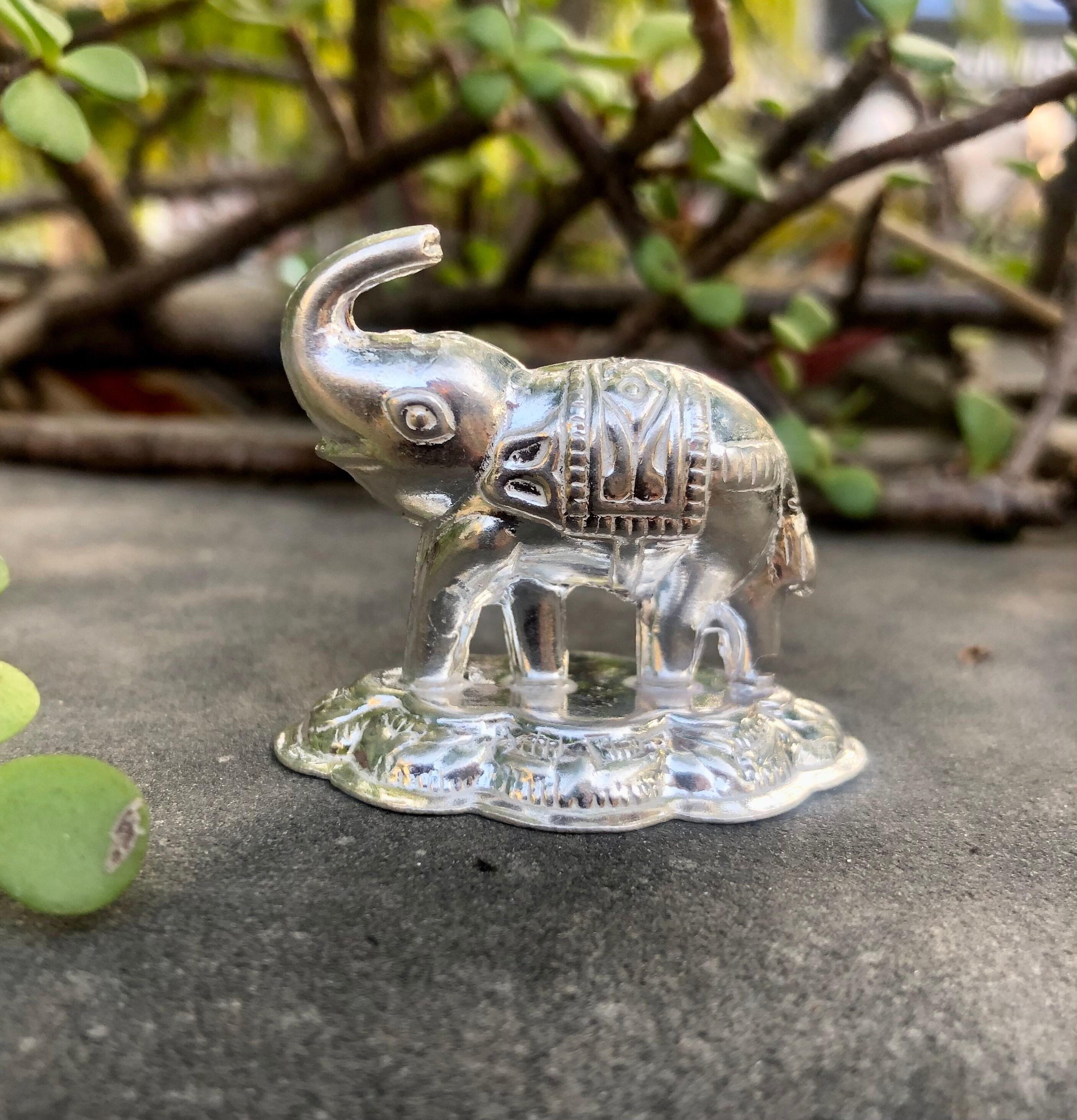 925 Sterling Silver Hindu Religious Elephant Idol Statue 4.1 cm 11.25 gm Temple Pooja, Vehicle Vahana of Indra, Silver collectibles, Hathi One Size