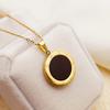 Korean Style Simple Round Plate Pendant Clavicle Chain Women's Black Double-sided Geometric Lettering Necklace