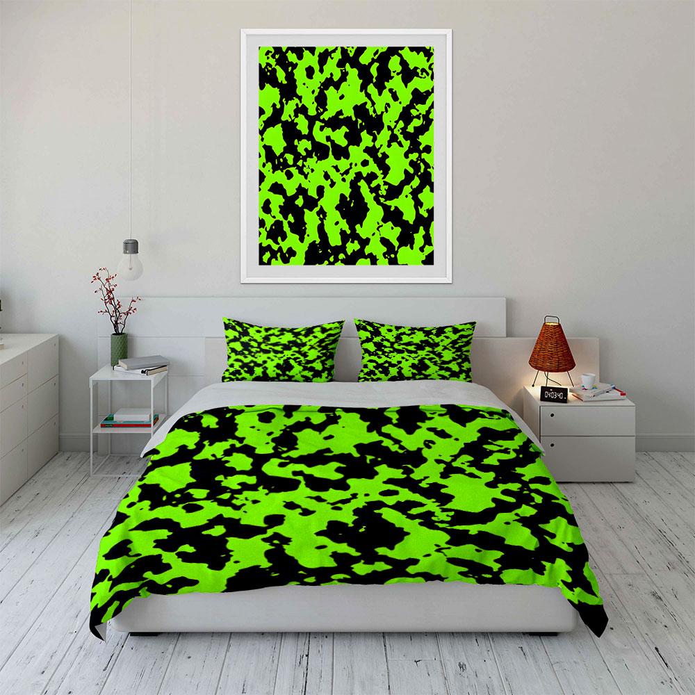 Set Camouflage Verde Vivace - Arredamento per camera da letto per bambini e adulti per esterni, Squisito set letto tre pezzi regalo