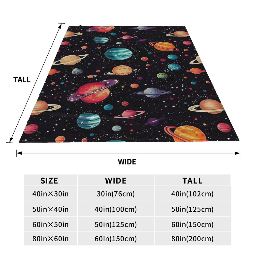 Flannel Throw Blanket Solar System Space Planets Universe Warm Plush Blankets Soft Bedspread for Bed Living Room Home Picnic