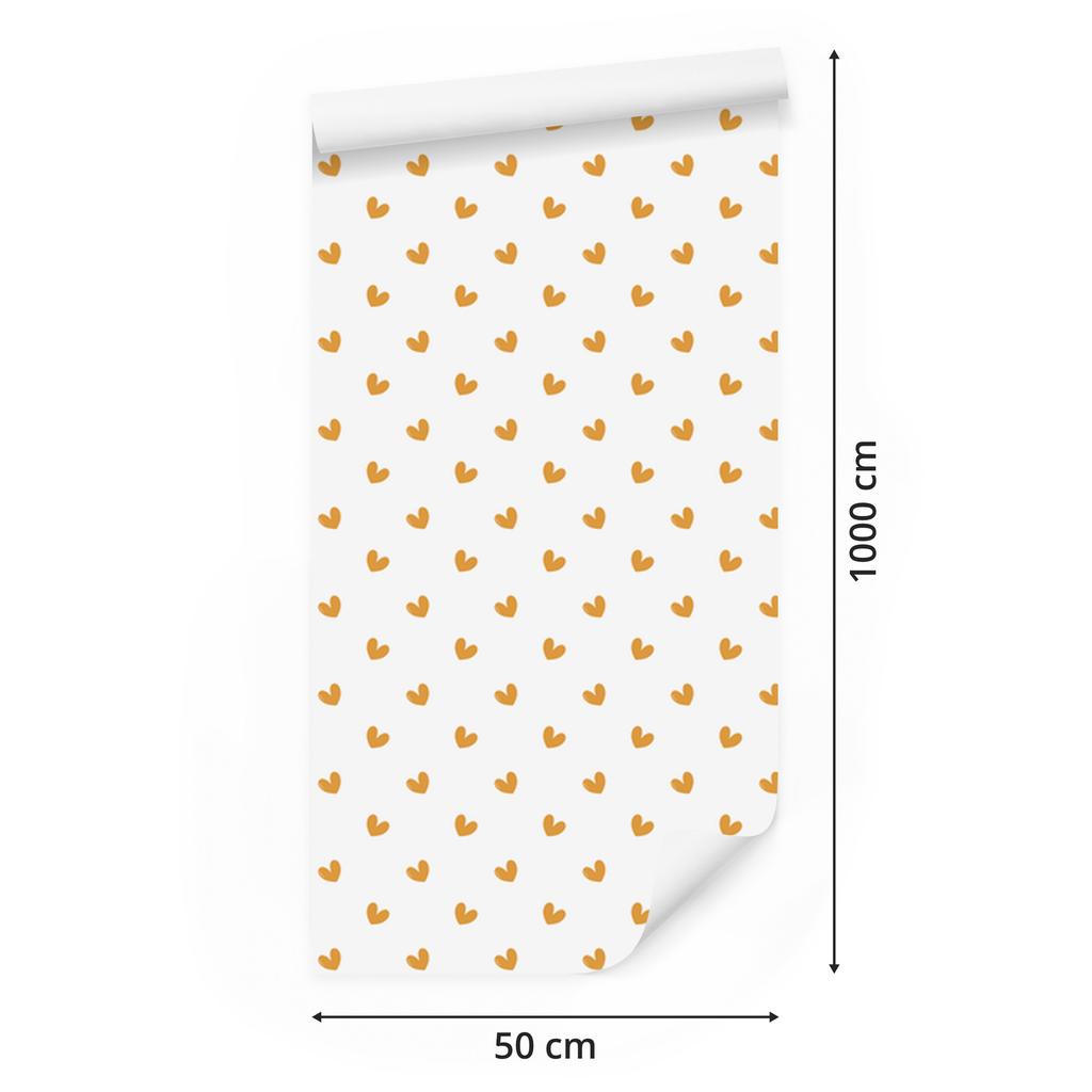 Hearts Wallpaper White, Cream and Gold 50x1000