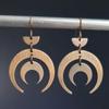 Bohemian Crescent Moon Brass Earrings: Antique Brass Metal for an Elegant Look