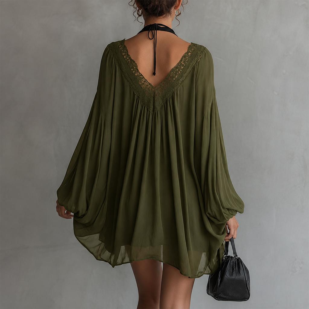 Women's Sexy Lace Patchwork V-Neck Dress