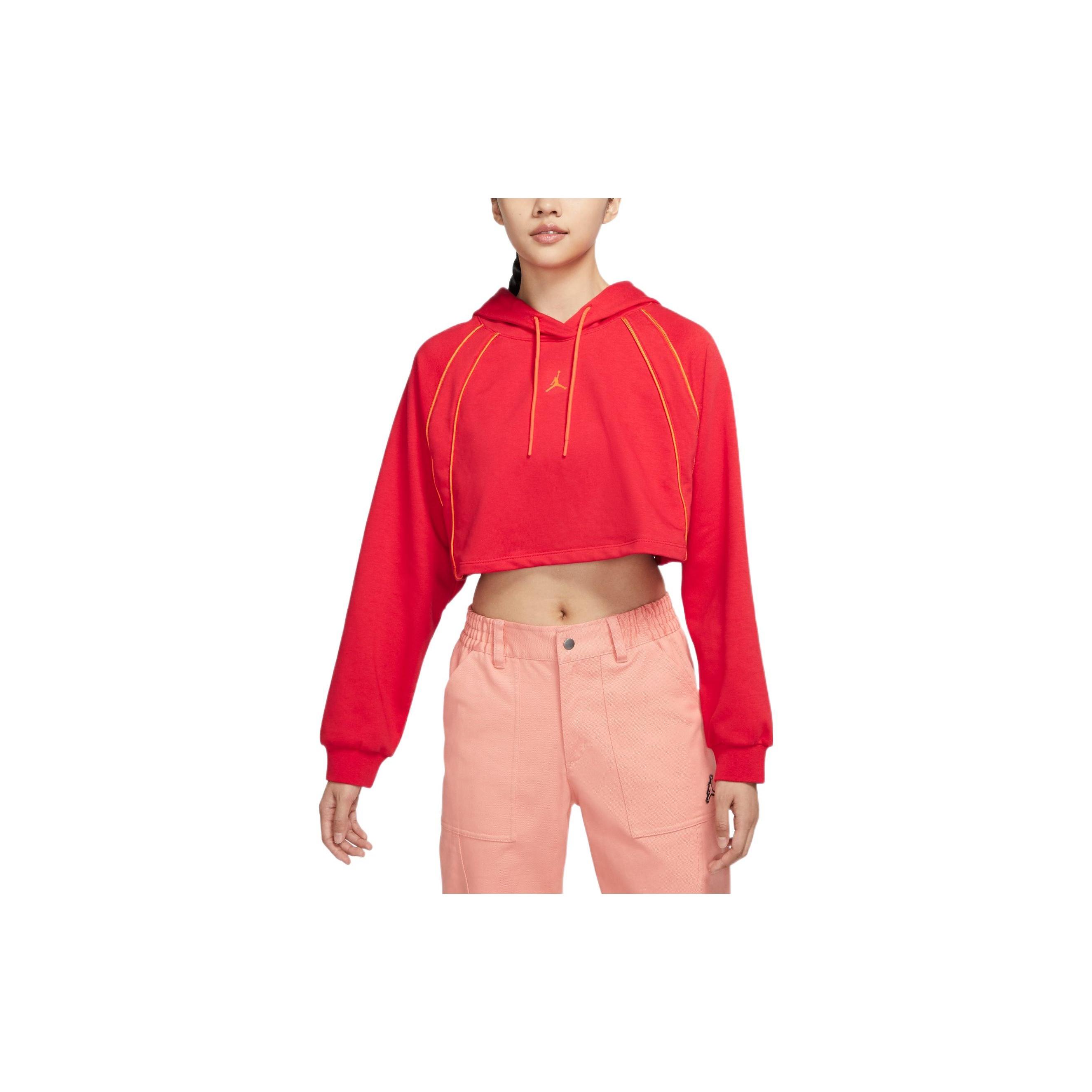 (WMNS) Air Jordan Crop Pullover Fleece Hoodie Red Women s DQ4391-612 XL