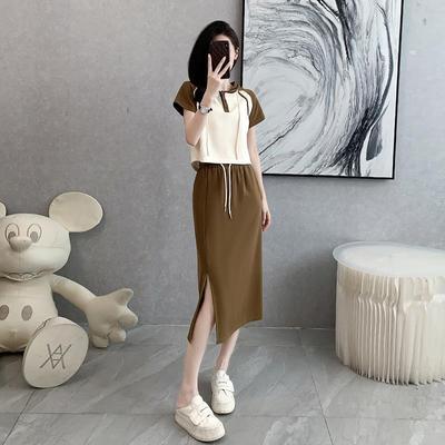 Women's Slim-Fit Street-Style Summer Skirt Set: Casual, Fashionable, Sporty Two-Piece Outfit