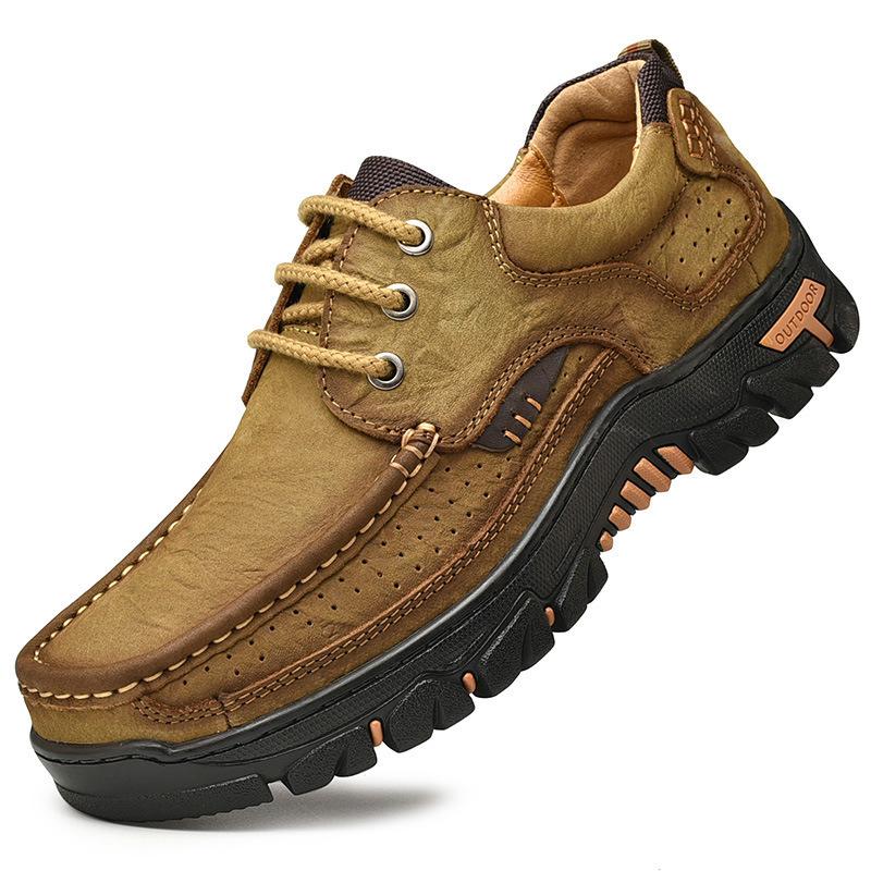 Large Size Men's Casual Shoes Mountaineering Outdoor Shoes Four-season Breathable Middle-aged and Elderly Dad Leather Shoes Men 3237