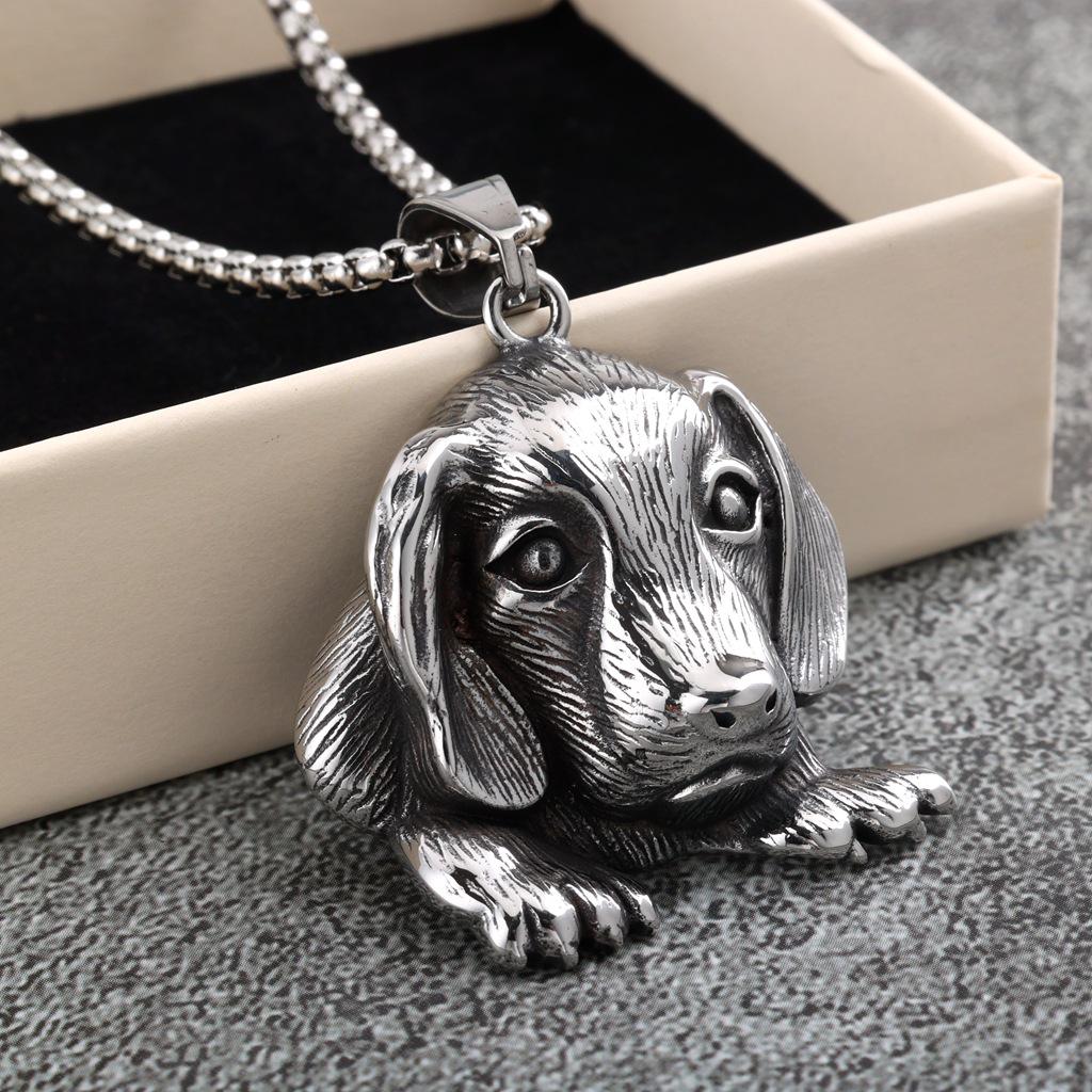 European Retro Stainless Steel Unisex Dog Charm Necklace