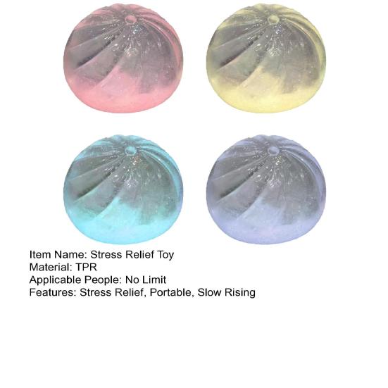 Stress Relief Steamed Bun Toy Portable Travel Slow Rising Clear Bun Sensory Toy Kids Adults Soft Stress Ball Bun Squeeze Pinch Fidget Toy