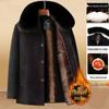Men's Mid-Age & Elder Plus Velvet Thick Wool Coat - Winter Mid-Length Overcoat for Dad & Grandpa