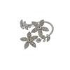 Cool Silver Sparkling Flower Winding Bracelet, Light Luxury Niche Irregular Open Bangle For Women