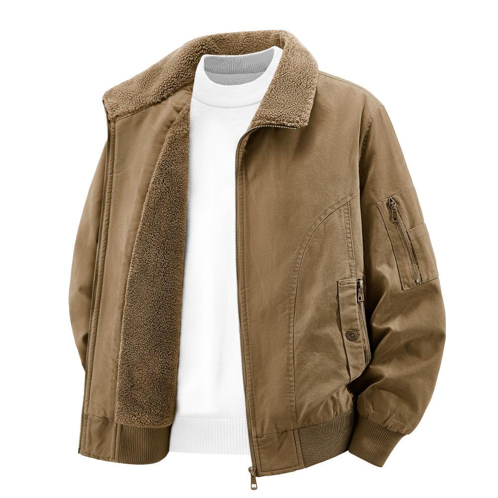 

Мужское новое толстое теплое плюшевое пальто, повседневная парка из овчины, мужская трендовая куртка, мужская куртка-бомбер, ретро куртка с меховым воротником, зимняя куртка XL кофейный