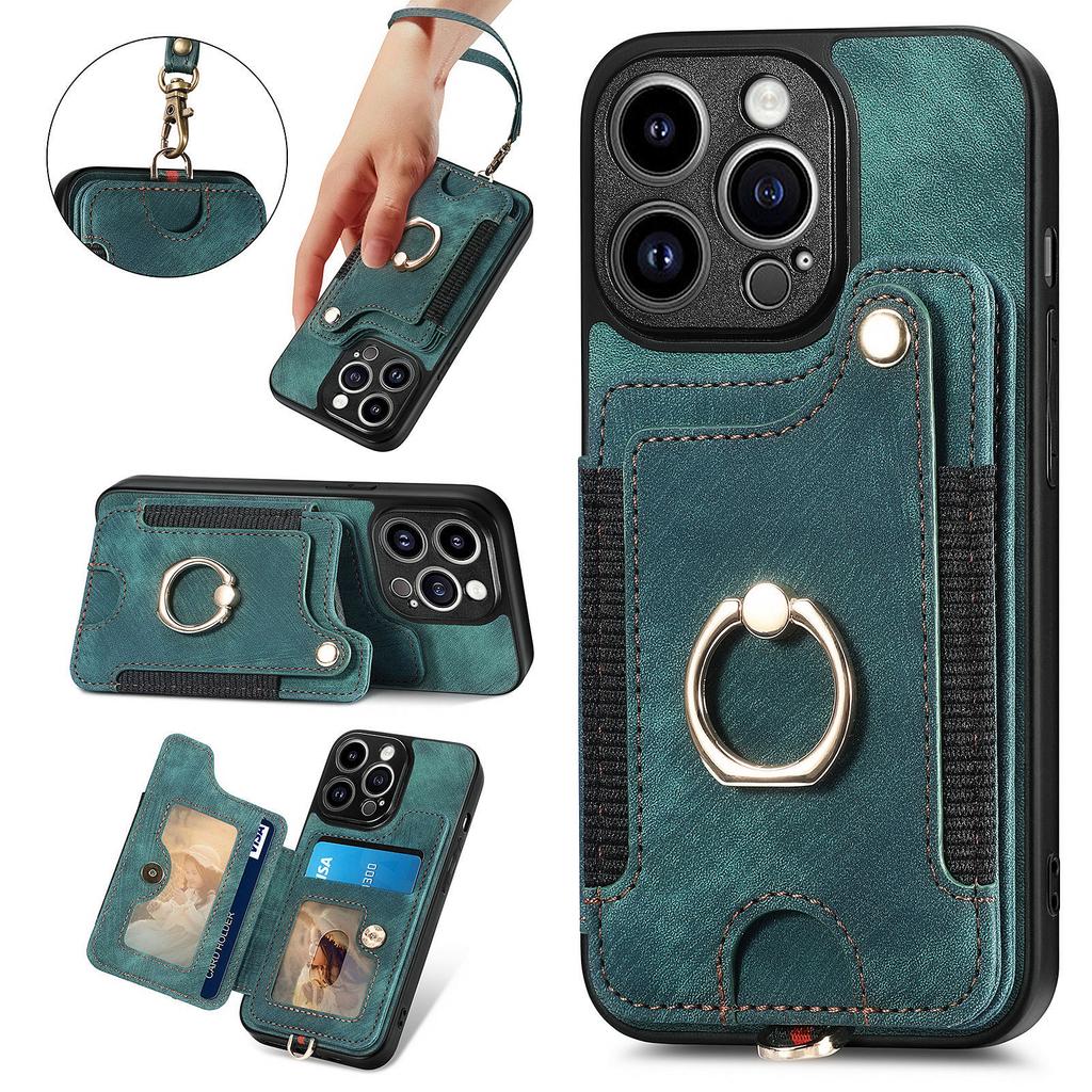Anti-theft Wallet Finger Ring Holder Magnetic Flip Leather Case For iPhone 15 14Plus 13 12 11Pro XSMax /Samsung S23 S22 S21 S20 Ultra Plus A14 A54 A53