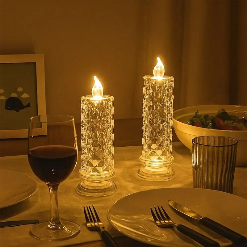 Led Candle Light Rose Pattern Projection Simulation Flameless Candle Lamp For Home Birthday Wedding Party Decoration