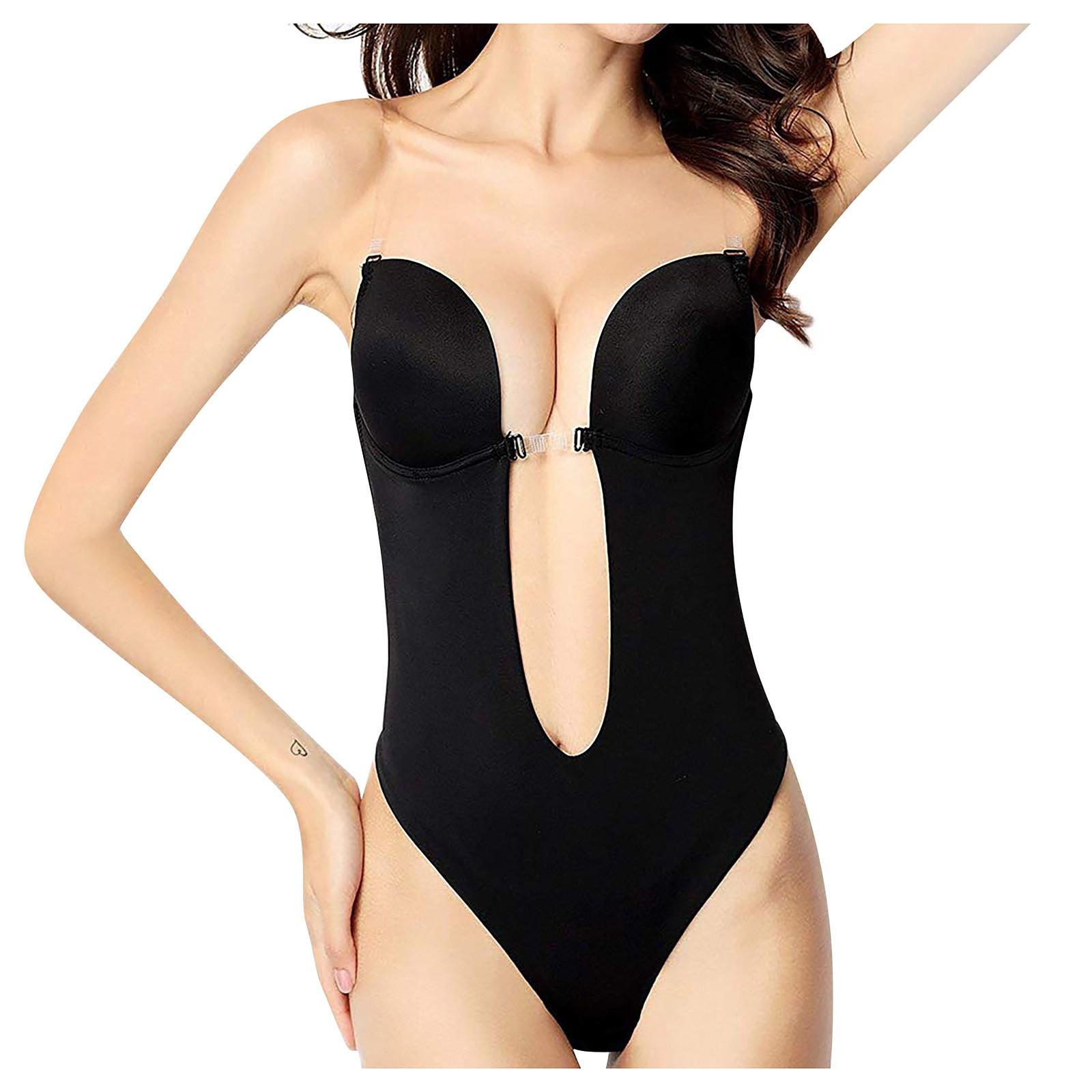 

Нижнее белье для коррекции фигуры с глубоким вырезом и открытой спиной, сексуальные бесшовные колготки-стринги, бюстгальтер для коррекции фигуры с открытой спиной L чёрный