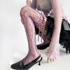 Hollow Lace Mesh Stockings with Bow Tie Pantyhose Lolita Retro Floral Vine White Black Purple Blue Grey Stockings for Women