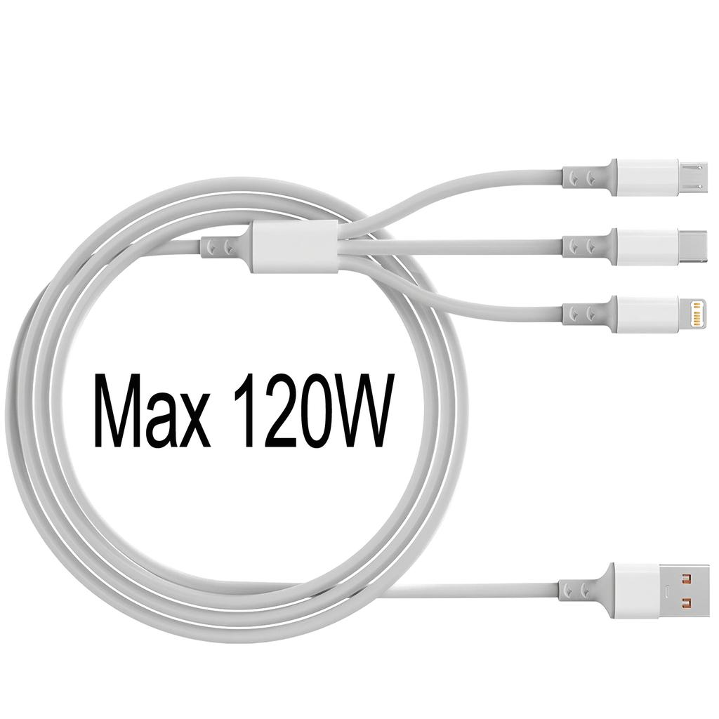3 In 1 USB Fast Charging Cable Micro USB Type C Charging Cables For Iphone 14 13 12 Huawei Xiaomi Charger Cord