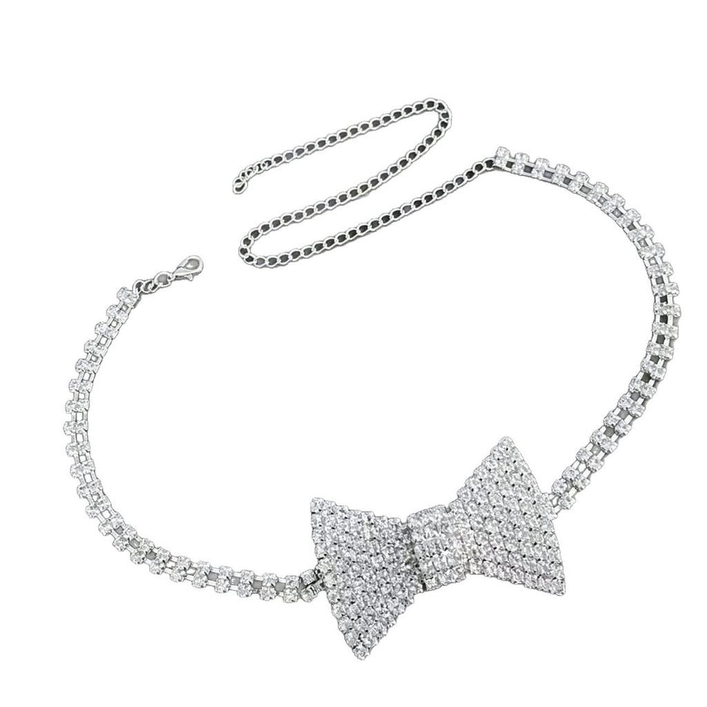 Romantic Water Diamond Choker Necklace With Butterfly Bow Design For Party Wear Women