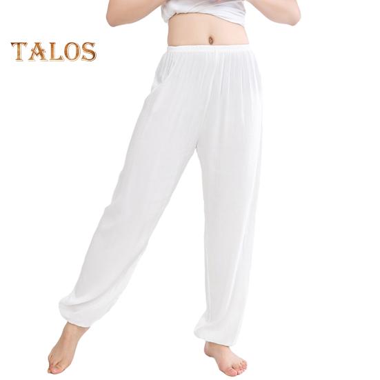 Unisex Bloomers Mid-rise Elastic Waist Casual Loose Leg Pants Solid Color Sporty Style Lightweight Trousers Versatile Wear
