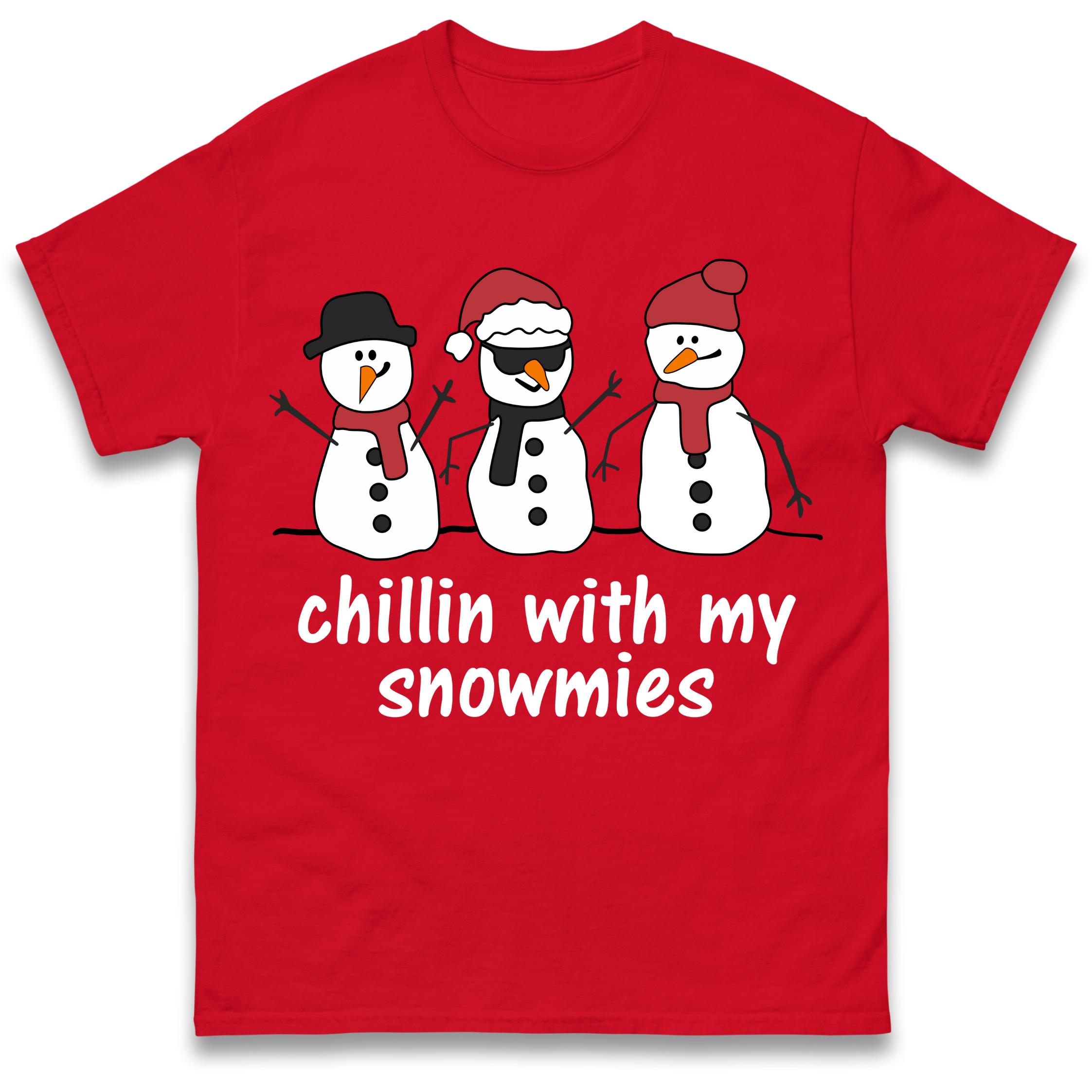 Chillin With My Snowmies Christmas T Shirt Tshirt Mens Womens Unisex Tops Tees S