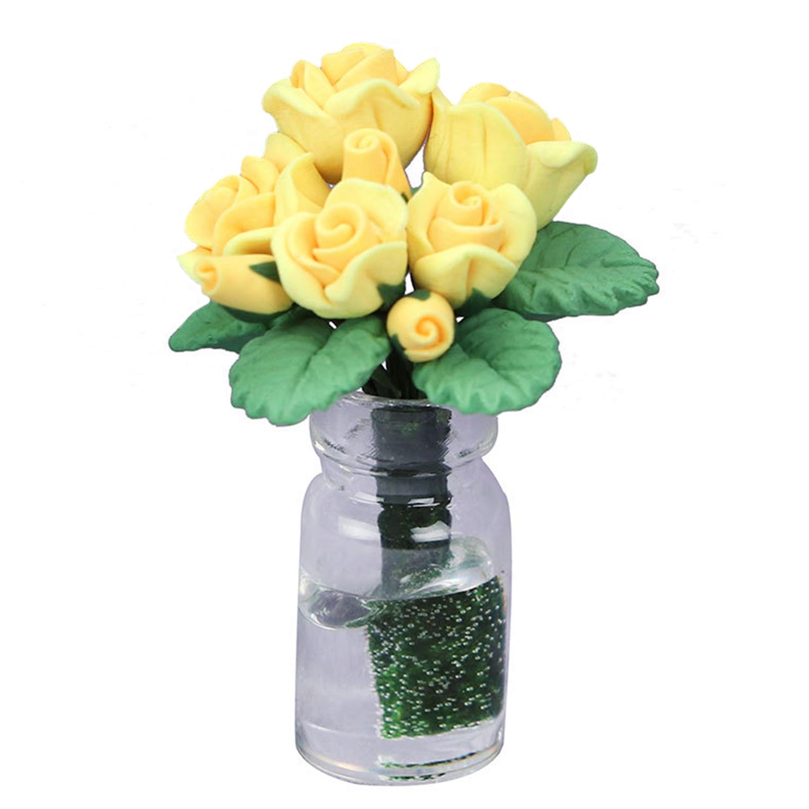 

Car Decoration Ornaments Mini Glass Bottle Rose Ornament For Car Center Console Train Window Desk Dining Table Decoration Props жовтий