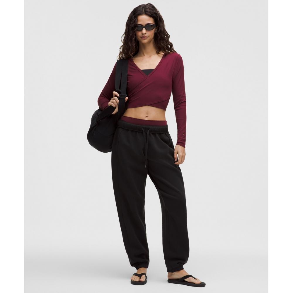 Lululemon Nulu Ribbed Wrap Front Long Sleeve Shirt  Heart Burgundy Bay