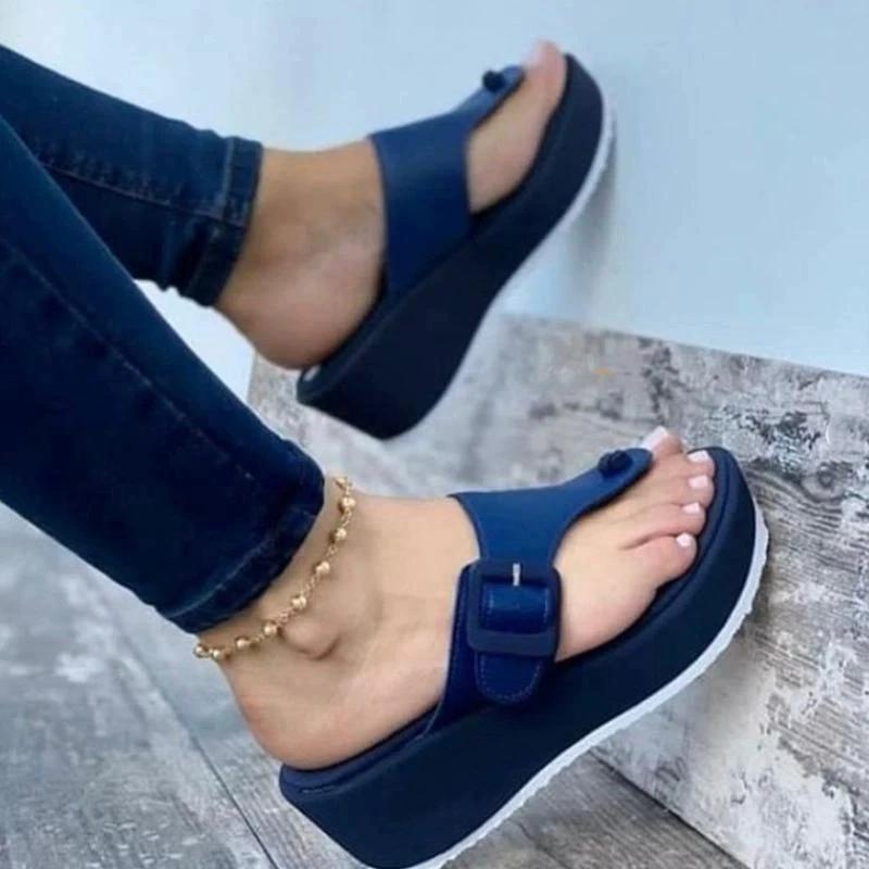 Sandálias de Verão, Sandálias de Praia Femininas, Sandálias de Dedo Planas, Sapatos Femininos Plus Size