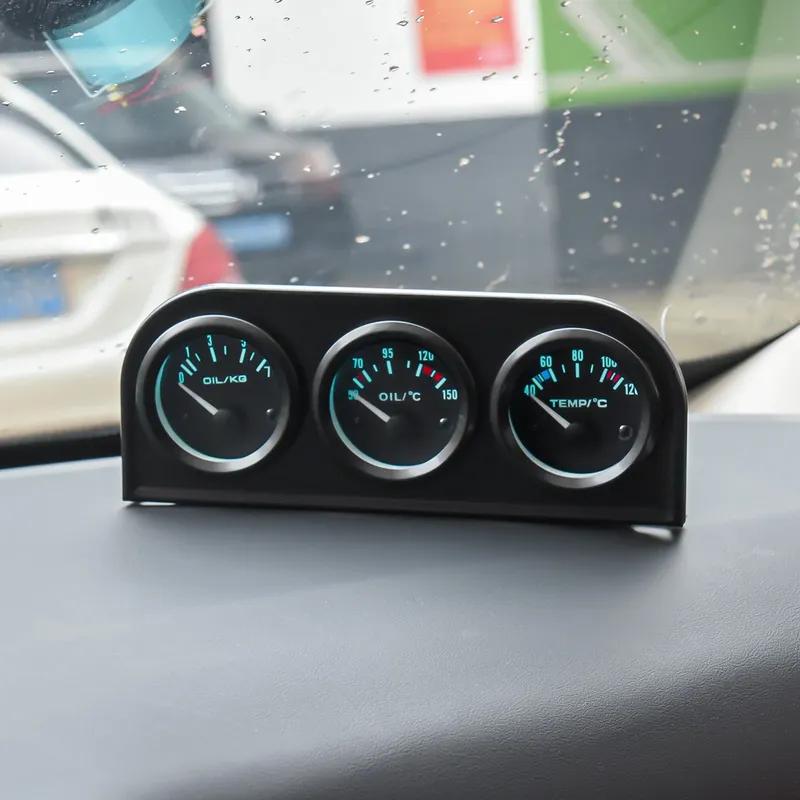3IN1 Water Temperature Meter+Oil Temp Gauge+Oil Pressure Gauge with Radiator Hose Adapter 26MM-40MM Car Triple Meter Kits 12V