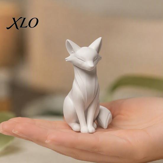 Matte Finish Art Pieces 3D Printed Minimalist Fox Sculpture, Elegant Figurine, Modern Texture Sculptures Desktop Ornament for Living Room Entryway