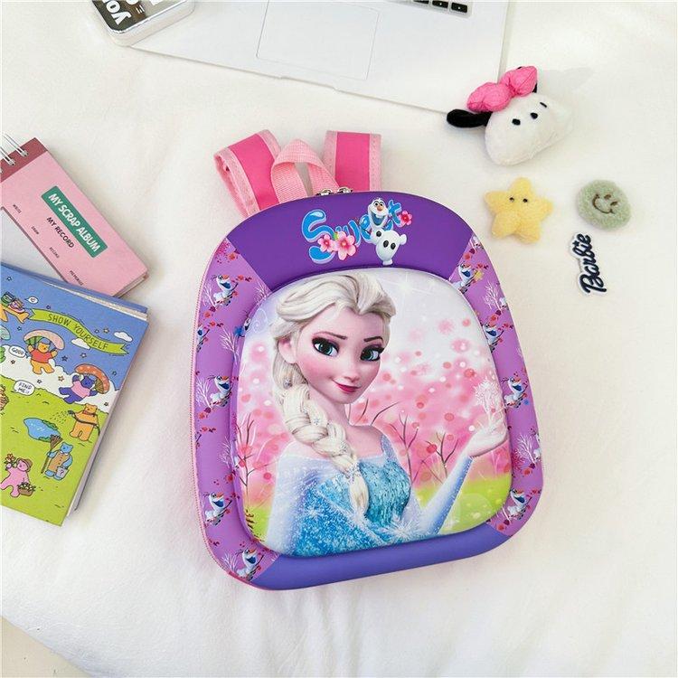 Disney Kindergarten School Bag Elementary School Large Capacity Cartoon Three-dimensional Elsa Backpack 29x25x7cm