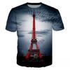 Novelty France Paris Eiffel Tower 3D Graphic Tees Y2k Men Women Short Sleeve Street Tshirt Kids Casual Oversized Tops Clothing