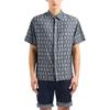 Armani Exchange Letter Print Single Breasted Point Collar Short Sleeve Shirt Men Shirts Gray 3DZCD4-Z1WAZ-05HC