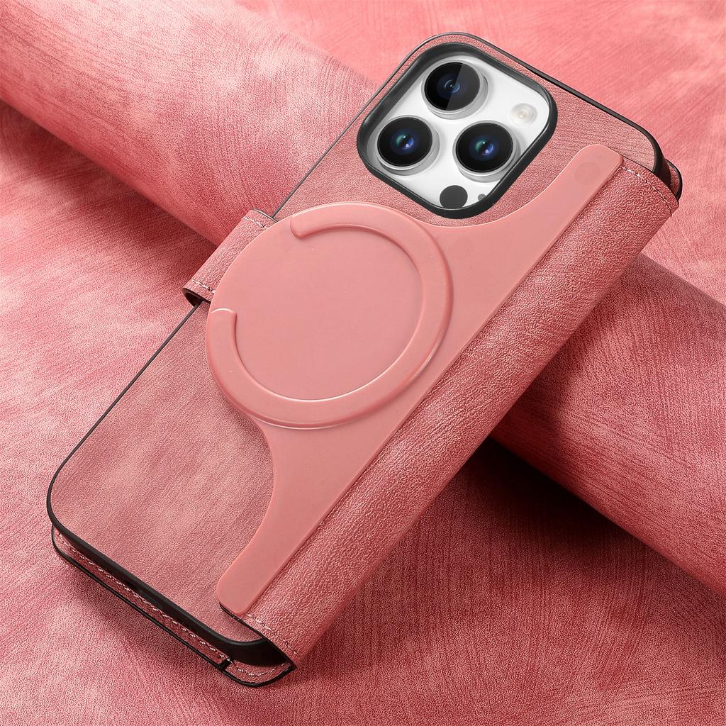 Flip Leather Wallet Case for IPhone 17 Air 16 15 Pro Max 14 Plus 13 12 16E for Magsafe Detachable Card Slot Holder Cover LMW-03